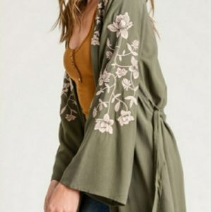 ❤SECRET GARDEN Olive Embroidered Kimono